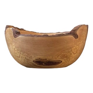 Vintage Studio Craft Live Edge Hawthorn Wood Bowl by Tom Mumper, Signed (2003) For Sale