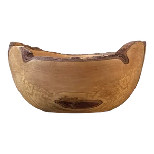 Vintage Studio Craft Live Edge Hawthorn Wood Bowl by Tom Mumper, Signed (2003)