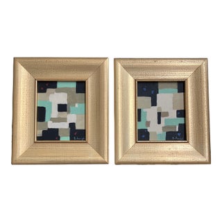 Contemporary 2 Original Stephen Heigh Abstract Small Paintings “Urban1&2” Framed-a Pair For Sale
