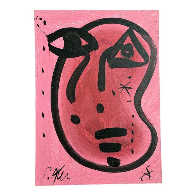Mirovian Style Abstract Portrait Painting by Peter Keil For Sale