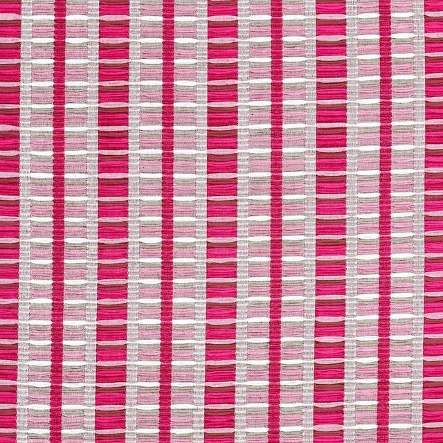 Sample - Schumacher X A Rum Fellow Palopo Hand Woven Stripe Fabric in Flamingo For Sale