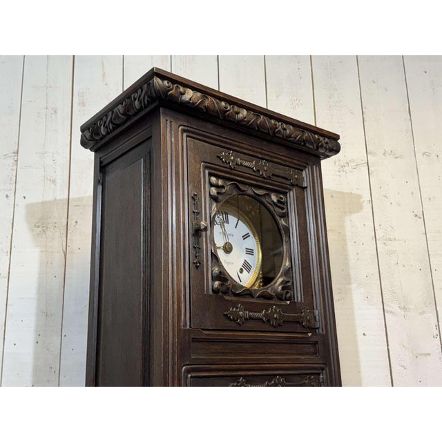 Oak Clock with Saint Gonery Motifs by Joseph Savina For Sale - Image 16 of 18