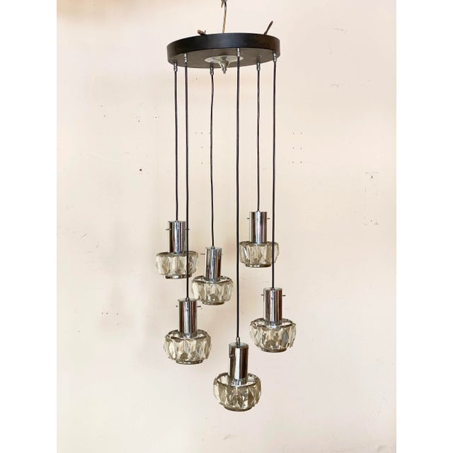Steel and Crystal Chandelier, 1960s For Sale - Image 13 of 13