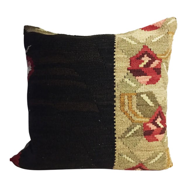 Custom Made Old Turkish Tribal Kilim Pillow Cover 20" For Sale