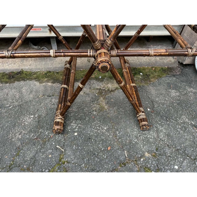 Late 20th Century McGuire Style Organic Modern Bamboo Iron Frame Round Dining Table For Sale - Image 5 of 15