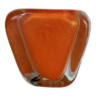 Orange Glass Murano Vase For Sale