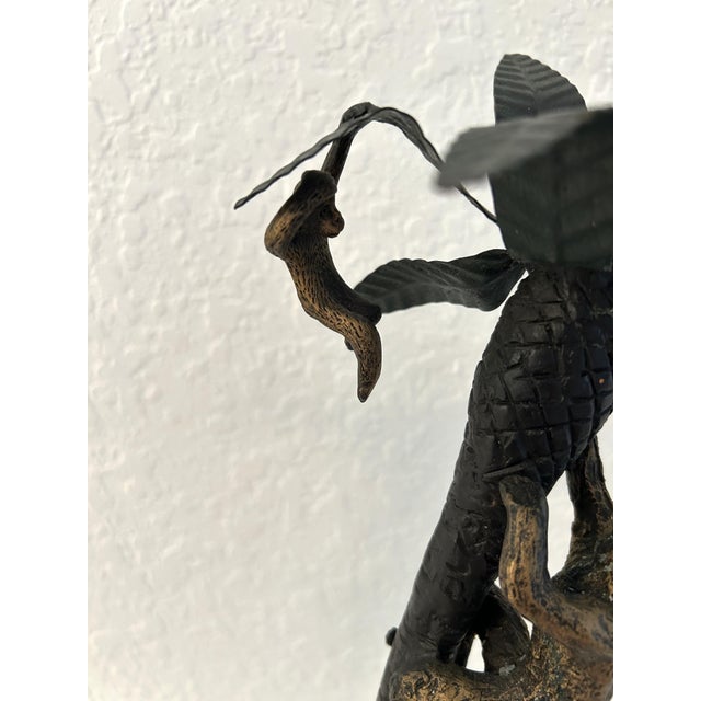 Vintage Figural Iron Palm Tree & Climbing Monkeys Candle Holder, a Pair For Sale In West Palm - Image 6 of 7