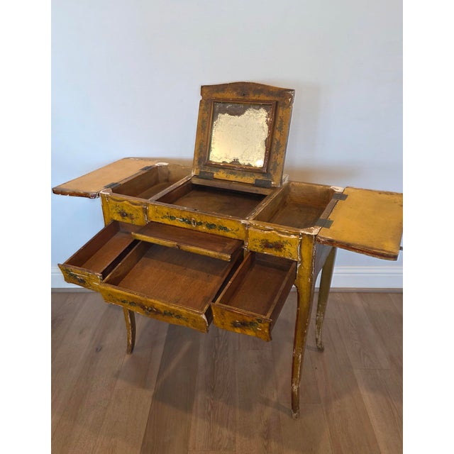 18th Century 18th C. Italian Chinoiserie Venetian Louis XV Period Antique Polychrome Painted Dressing Table Console For Sale - Image 5 of 18
