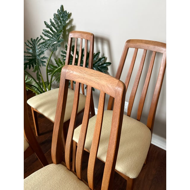 Wood 1970s Benny Linden Solid Teak Dining Chairs With New Upholstery - Set of Four For Sale - Image 7 of 12