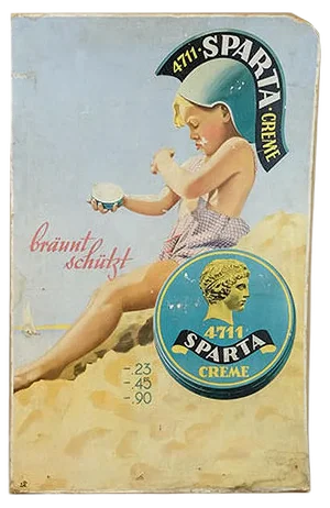 Cardboard Sparta Cream Advertising Sign by E. Pohl, 1950s