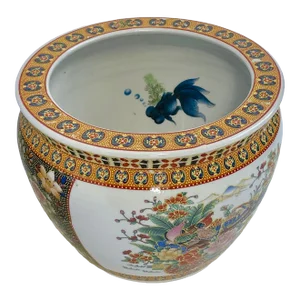 1980s Chinese Ceramic Bowl or Cachepot