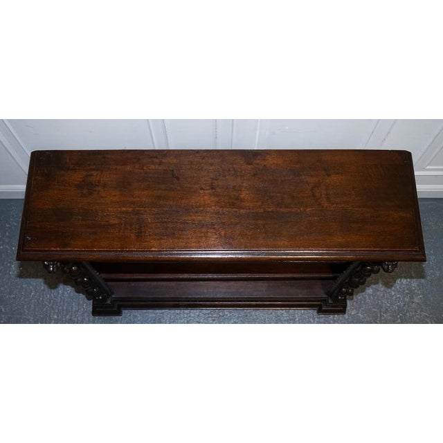 Antique Oak Greenman & Lionheads Dwarf Open Bookcase, 1880 For Sale - Image 9 of 17