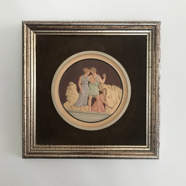 Hand Painted Plaster Intaglio Framed in Velvet For Sale - Image 11 of 12