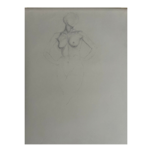 1970’s Original Abstract Expressionist Female Nude Study Drawing