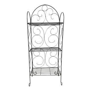 Vintage Wrought Iron Folding Backers Rack Plant Shelf Etagere For Sale