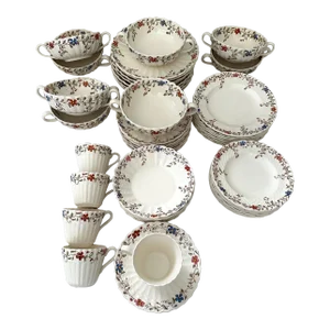 Vintage Spode Wicker Dale Dinnerware 60 Piece Set
