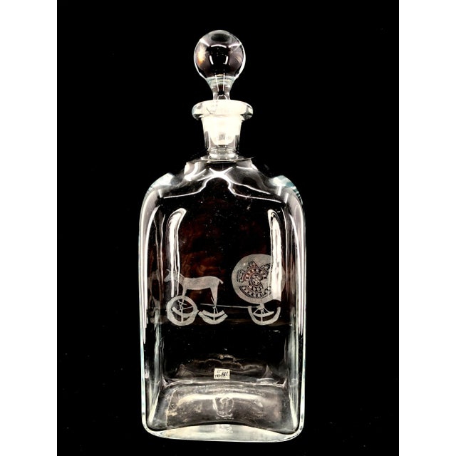 Mid-Century Modern 1970s Meisner Danish Etched Glass Decanter Solvognen Viking Sun Chariot For Sale - Image 3 of 7