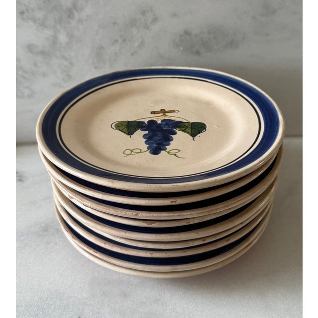Set of 9 Lamas Ceramiche Grape Design Pottery Dinner Plates For Sale - Image 9 of 14