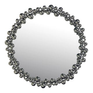Baker Modern Polished Stainless Steel Ball Gleam Wall Mirror For Sale