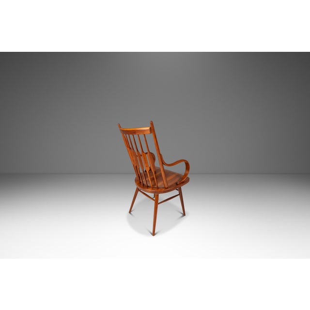 Set of Four (4) Mid-Century Modern Windsor "Centennial" Dining Armchairs in Solid Walnut Attributed to Kipp Stewart for Drexel, Usa, C. 1960's For Sale In Orlando - Image 6 of 18