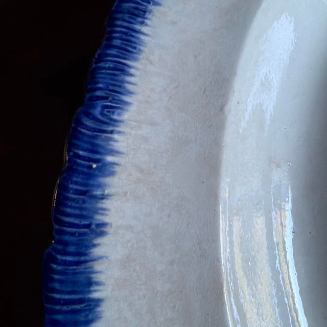 Antique Pearlware Blue Feather Edge Platter, Impressed Eagle Mark, English For Sale - Image 4 of 16