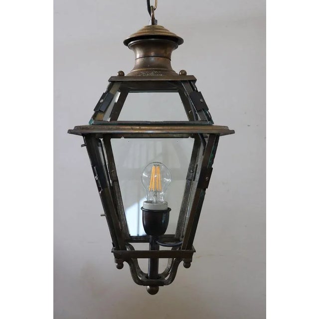 Gray Vintage Brass and Glass Lantern, 1980s For Sale - Image 8 of 14