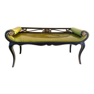 Louie XVI Maison Jansen Chartreuse Crocodile Bench For Sale