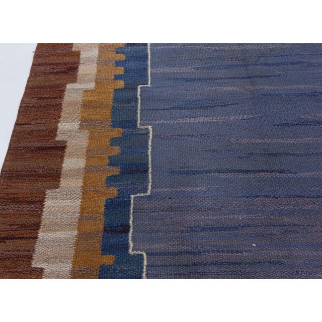 Doris Leslie Blau Vintage Swedish Flat Woven Rug by Johanna Bruns Vavskola For Sale - Image 9 of 9