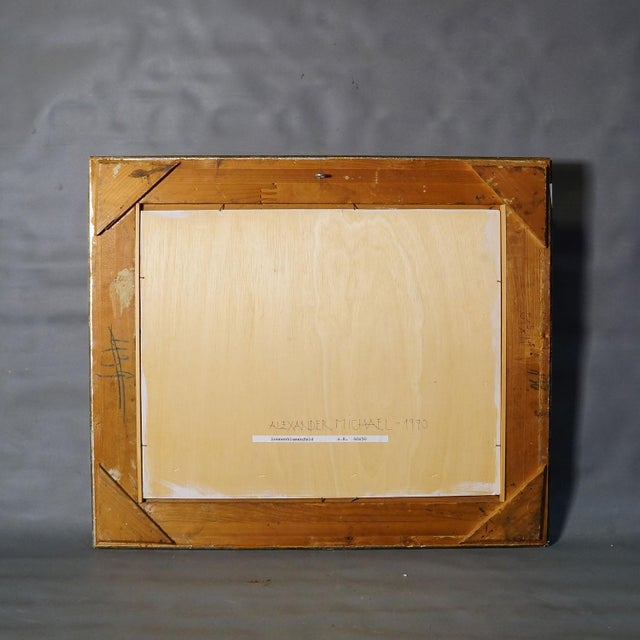 Sunflower Field With Chickens – Original Oil Painting by Alexander Michael, 1990 For Sale - Image 9 of 9