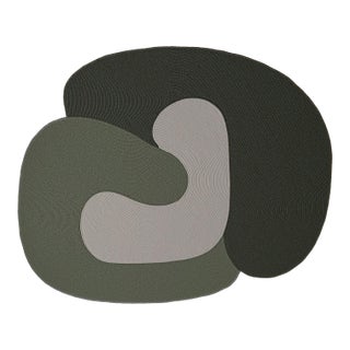 Riff Rug, 4x6ft, Multicolor D: Light Green, Natural, Dark Green, From Souda, Braided, Coiled Wool Area Rug For Sale