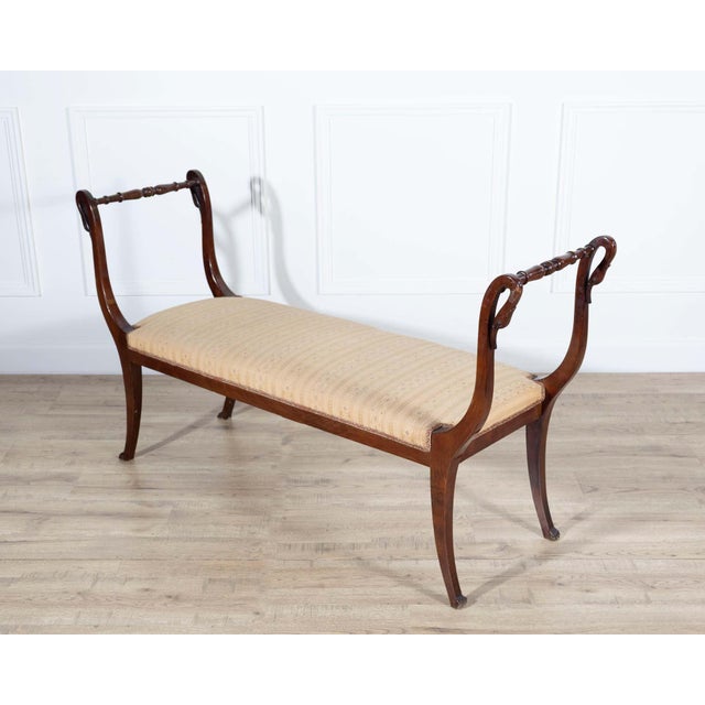 19th Century Neapolitan Empire Bench in Solid Mahogany with Swan Motifs For Sale In Atlanta - Image 6 of 9