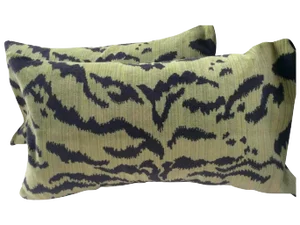 Moss Scalamandre Le Tigre Lumbar Down Pillows - a Pair