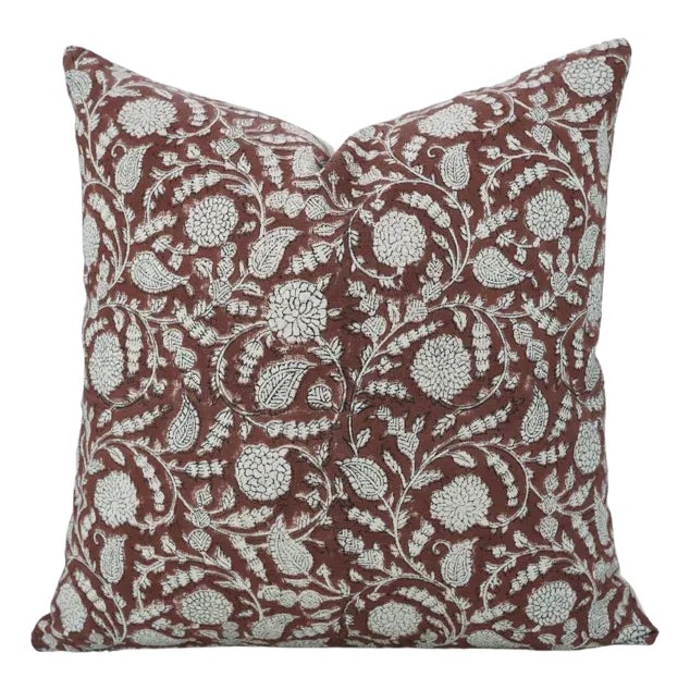 Fabdivine Cotton Linen Throw Pillow Cover 14x14 Inch Handcrafted Block Print- Gopi For Sale