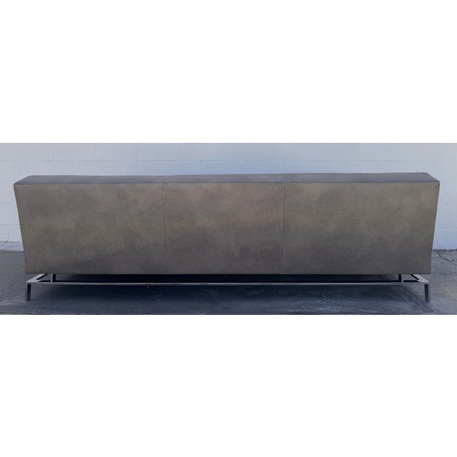 Gray Modern A. Rudin Chrome & Leather Sofa For Sale - Image 8 of 10