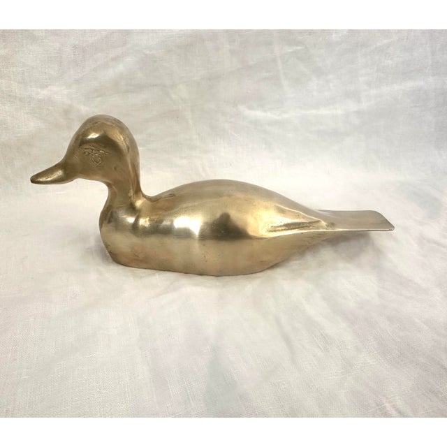 Mid-Century Modern Vintage Solid Brass Duck For Sale - Image 3 of 5