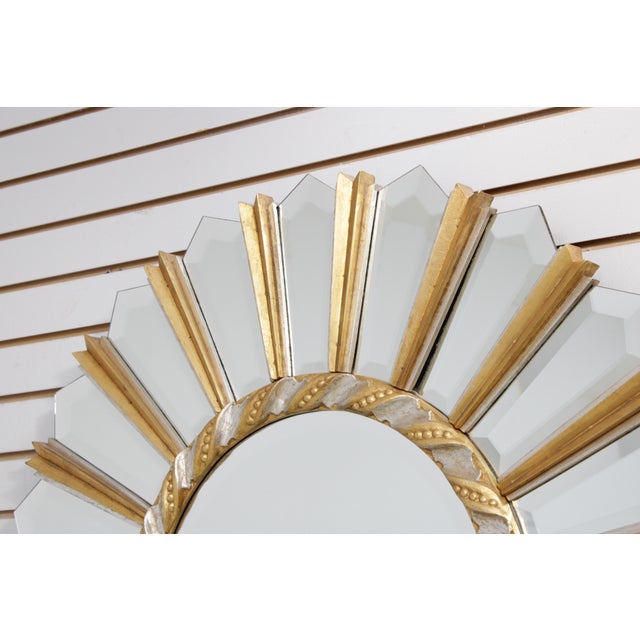 Friedman Brothers Friedman Brothers Round Modern Sunburst Gold & Silver Mirror For Sale - Image 4 of 13