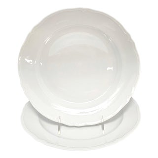 Vintage French Limoges White Porcelain Louis XV Scalloped Plates, Set of 2 For Sale