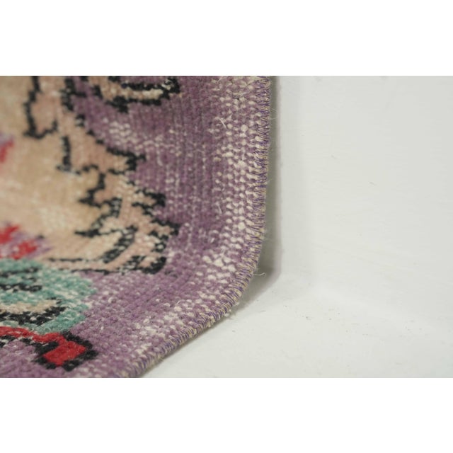 1970s 1970s Vintage Turkish Handmade Wool Cotton Purple Area Rug For Sale - Image 5 of 13