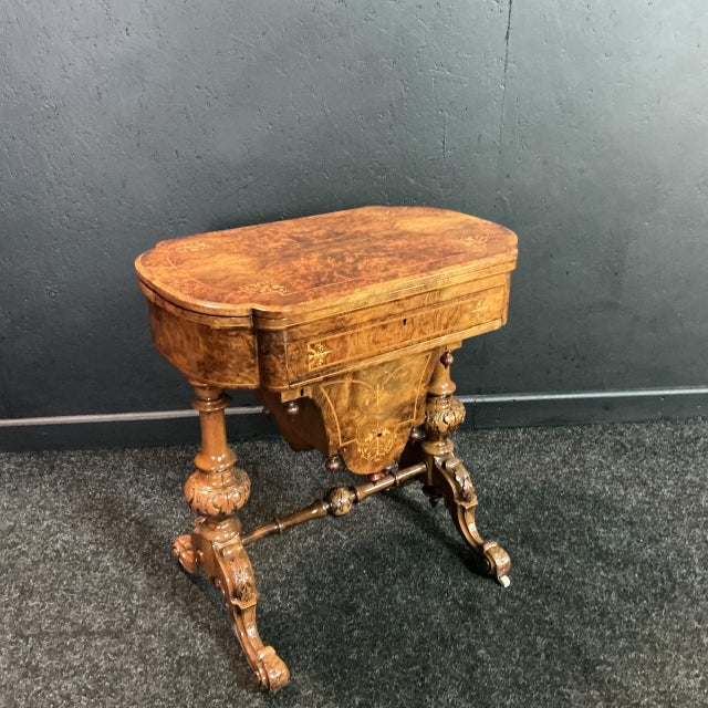 Wood Victorian Burr Walnut Game Table, 1860 For Sale - Image 7 of 8
