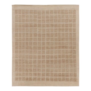 Rug & Kilim’s Oversized Scandinavian Style Rug With Textural High-Low Grid For Sale