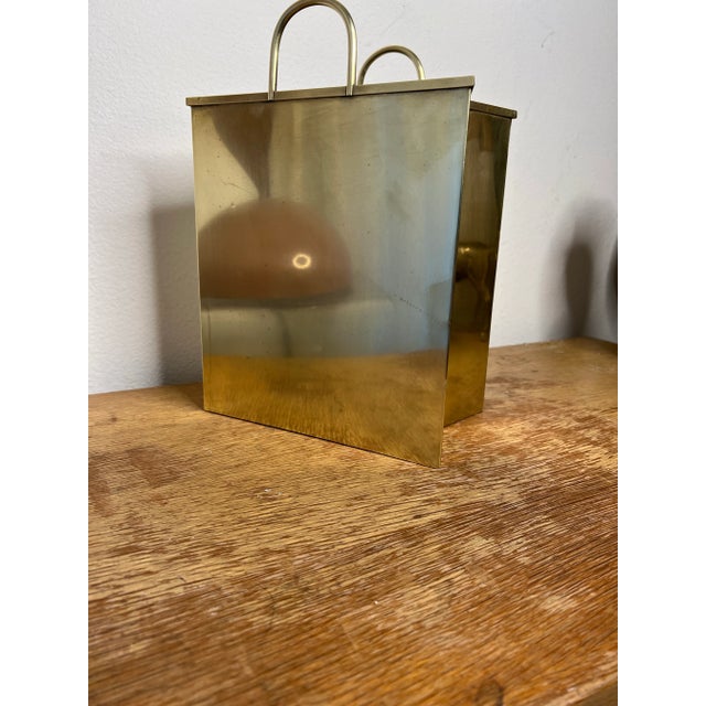 Hollywood Regency 1970s Italian Brass Magazine Holder For Sale - Image 3 of 6