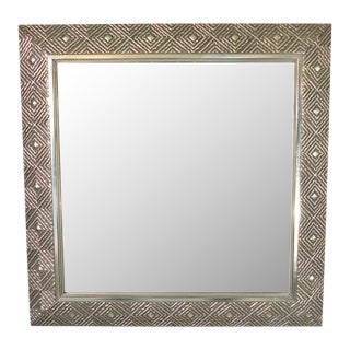Silver Diamond Geometric Op Art Beveled Hanging Wall Mirror For Sale