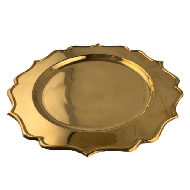 Hollywood Regency Contemporary Brass Charger Plates For Sale - Image 3 of 7