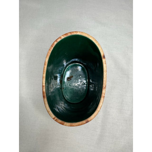 Mid 20th Century Vintage Frenc;h Country Faux Bois Ceramic Vase, Brown & Cream For Sale - Image 5 of 9