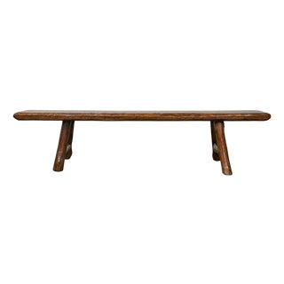 Mid 20th Century Rustic Pine Bench with Hand-Hewn Details – Versatile American Craftsmanship For Sale