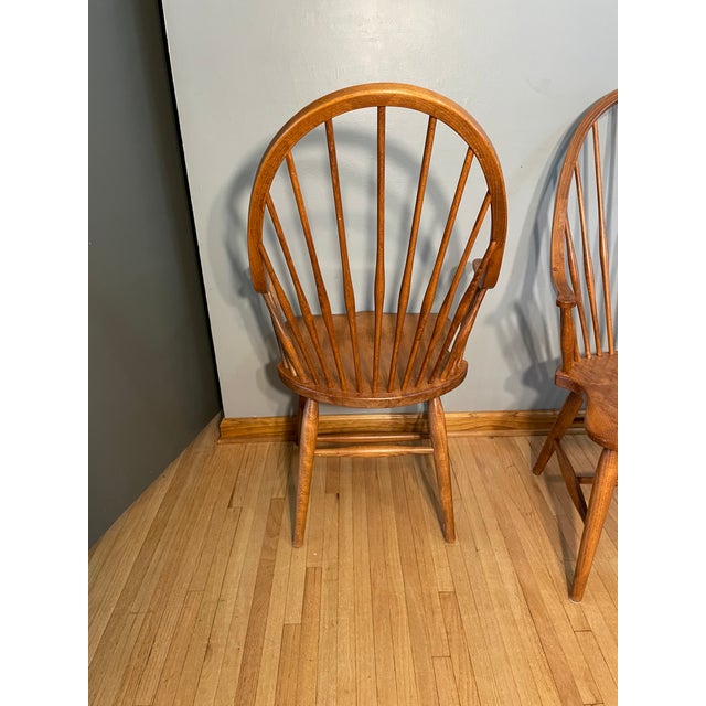 Brown Vintage Set of 2 Slovenian Maple Continuous Arms Windsor Chairs For Sale - Image 8 of 11