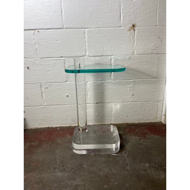 Mid-Century Modern Mid-Century Modern Lucite and Glass Drink or Side Table by Les Prismatiques For Sale - Image 3 of 10