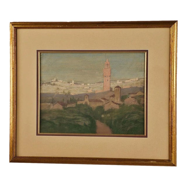 European View, Pastel, Circa 1910 Italy For Sale