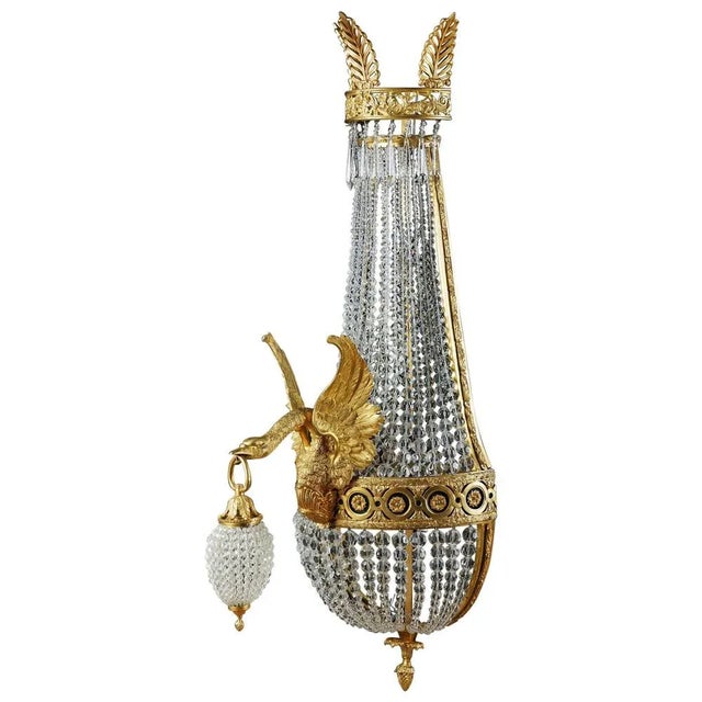 Bronze Gilt Swan Basket Wall Light in Empire Style For Sale - Image 10 of 10