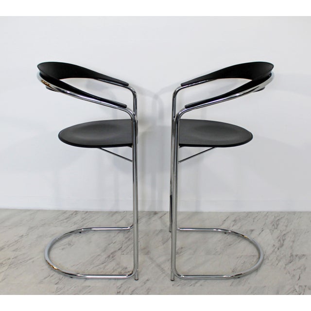 Italian 1970s Vintage Thonet Italian Mid Century Modern Bar Stools - a Pair For Sale - Image 3 of 9